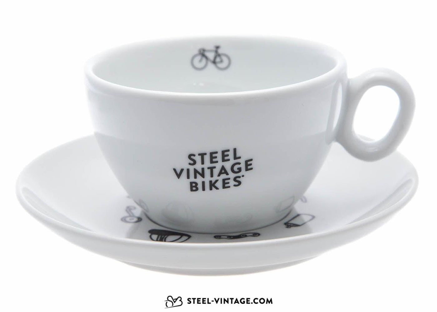Cappuccino SVB Coffee Cup and Saucer Large - Steel Vintage Bikes