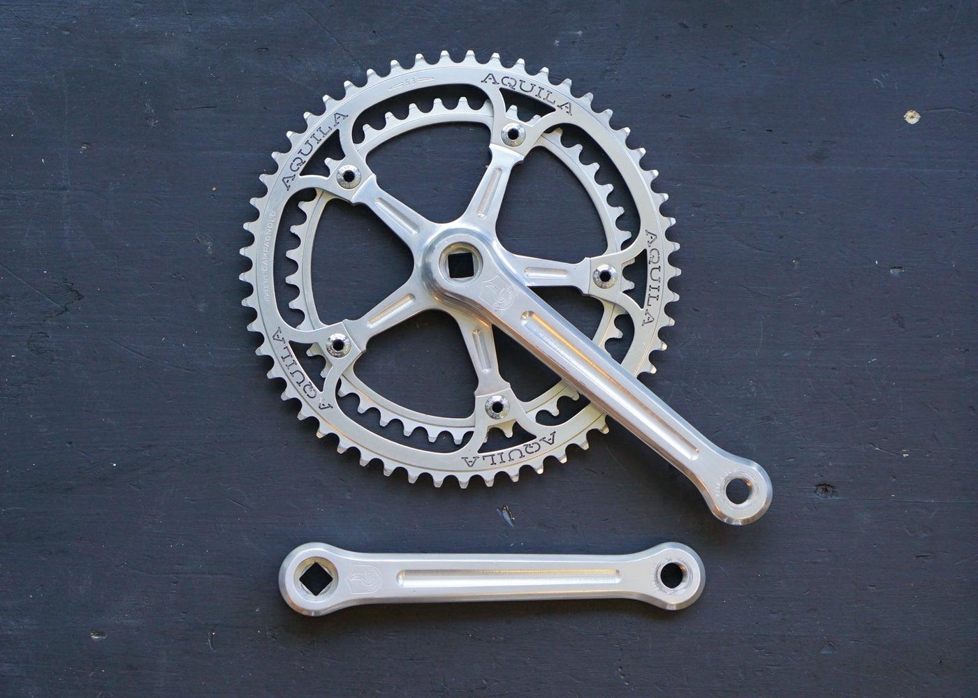 Campagnolo Nuovo Record Pantographed Aquila Crankset - Steel Vintage Bikes