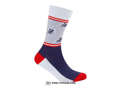 Vintage Cycling Socks Dark Blue - Steel Vintage Bikes