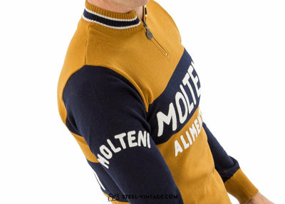 Merino Wool Jersey Molteni Team Long Sleeve - Steel Vintage Bikes