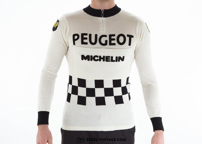 Merino Wool Jersey Peugeot BP Team Long Sleeve - Steel Vintage Bikes