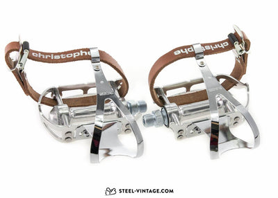MKS Sylvan Road Pedals with Toe Clips and Straps - Steel Vintage Bikes