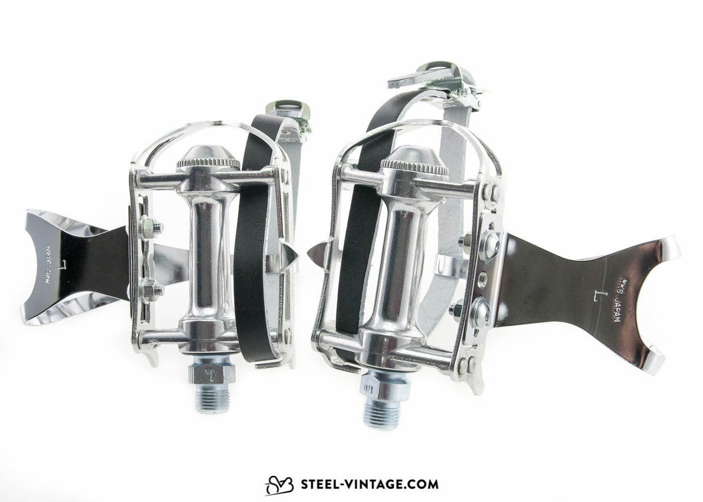 MKS Sylvan Road Pedals with Toe Clips and Straps - Steel Vintage Bikes