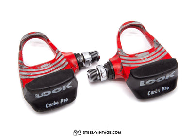 Look Carbo Pro Clipless Road Pedals Red - Steel Vintage Bikes