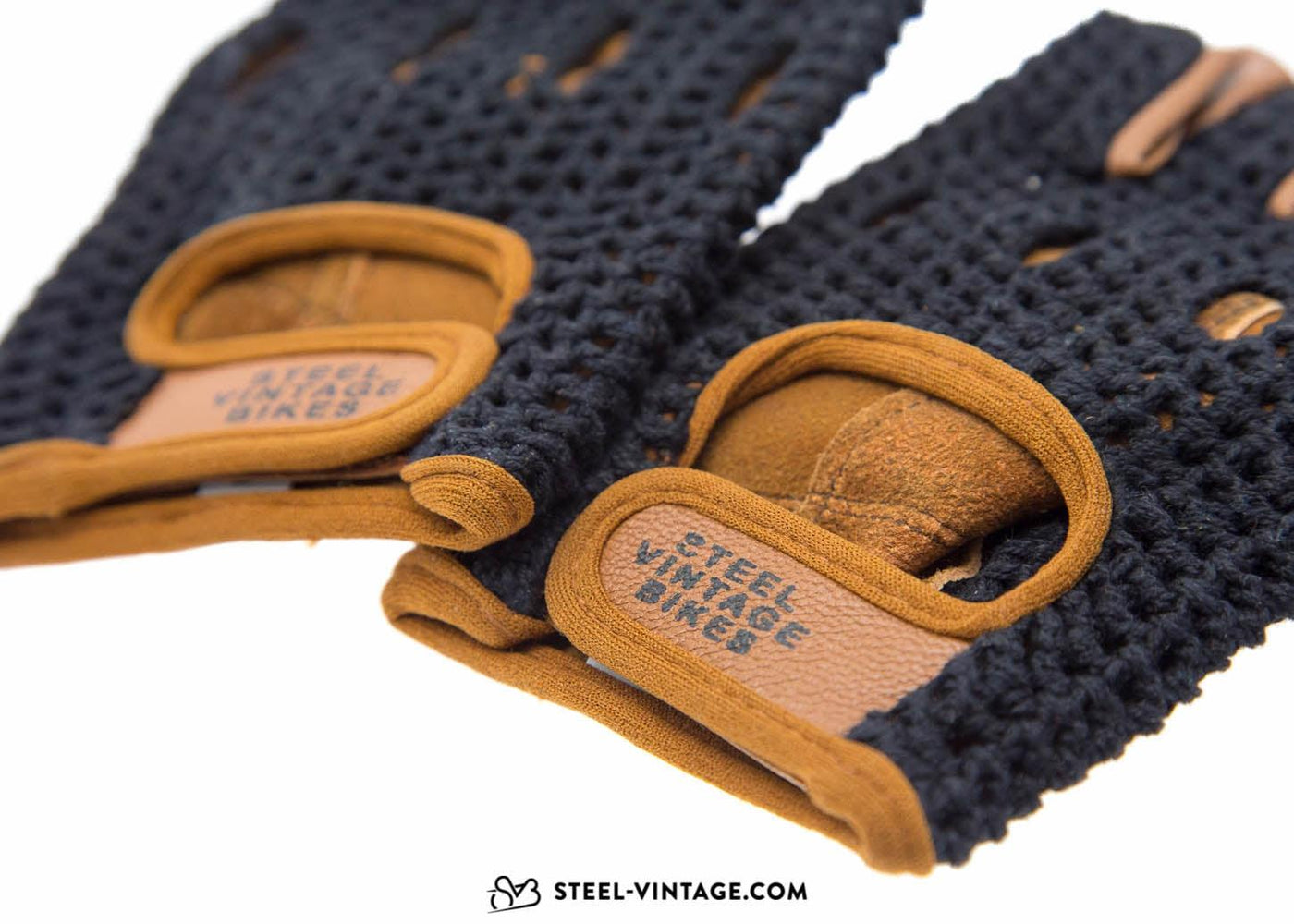 SVB Crochet Cycling Gloves - Black - Steel Vintage Bikes