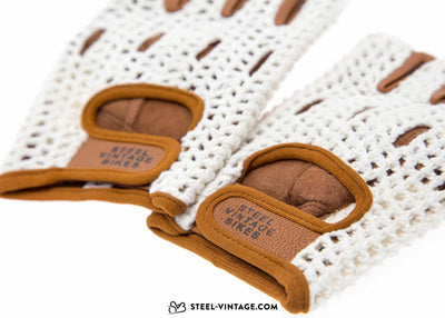 SVB Crochet Cycling Gloves - White - Steel Vintage Bikes