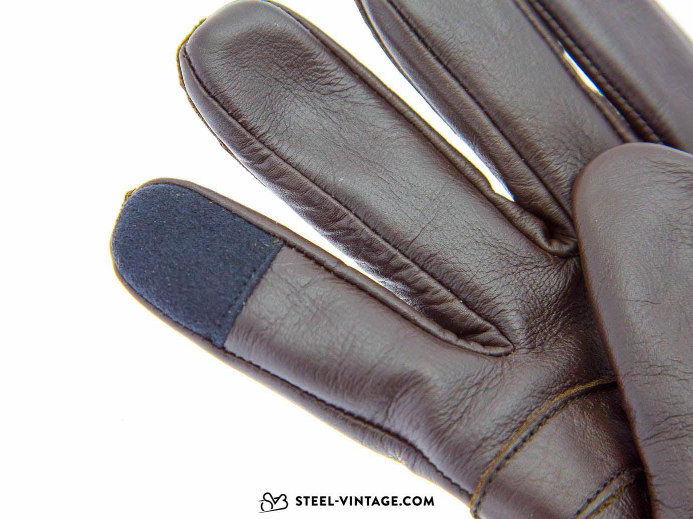 SVB Leather Full Finger Gloves - Steel Vintage Bikes